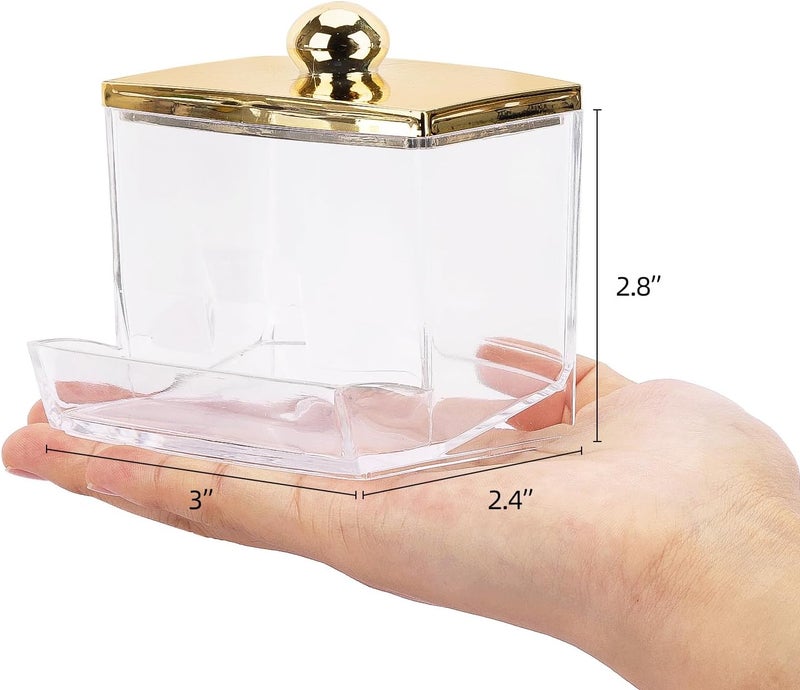 Tbestmax Qtip Holder Dispenser Clear Bathroom Organizer Accessories Decor for Storage-Qtips Cotton Ball Holder - Gold - Image 2